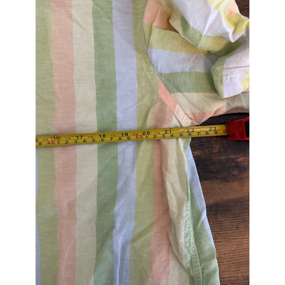 Zara Striped Camp‎ Shirt Pastel Button Up Short Sleeve Casual Top XL - Picture 6 of 7
